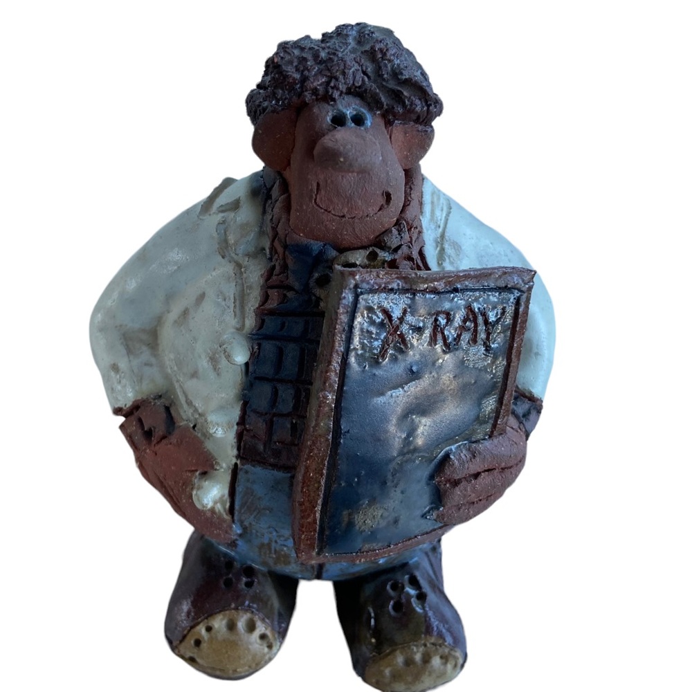 Sara Meadows Clay Sculpture 'Balloon People' X-Ray Technician Doctor Figurine